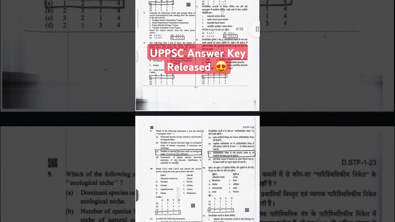 UPPSC Answer Key Released 