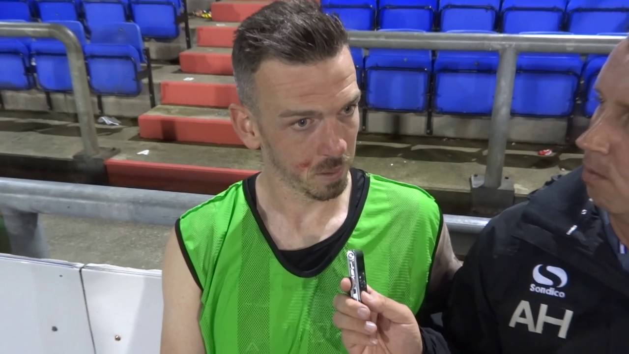 Defender Michael Raynes after the Oldham game - filmed by Danny Grainger!