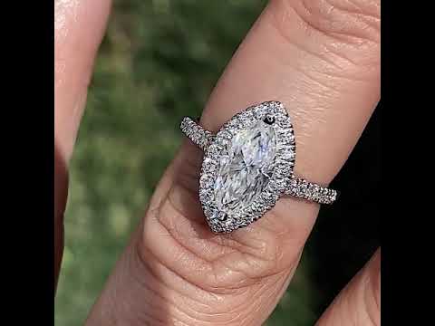 Marquise Moissanite Halo Cathedral Engagement Ring ring video