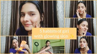 5 habbits of girl with glowing skin || Anshika vijay#skincare#glowingskin#beautiful#skincareroutine