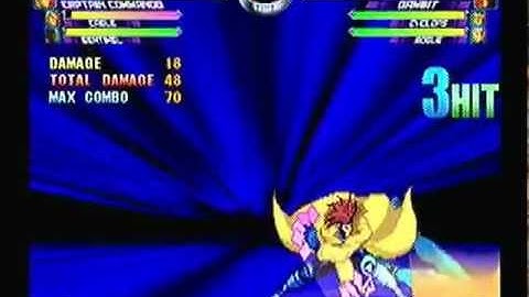 MvC2: Gambit - 2x Kinetic Card Cajun Slash xx Royal Flush (Corner / Midscreen)