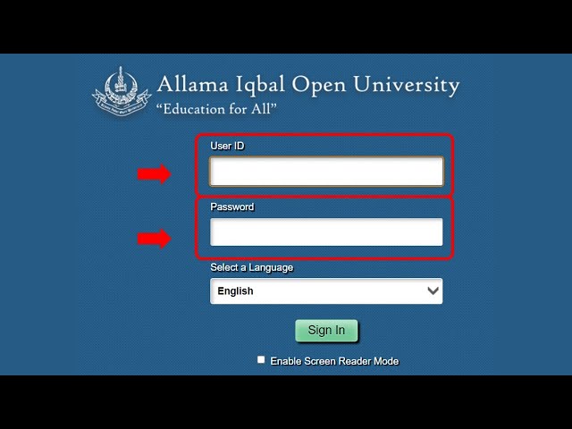 User ID and Password Allama Iqbal Open University || aiou User u0026 ID || Allama Iqbal open University class=