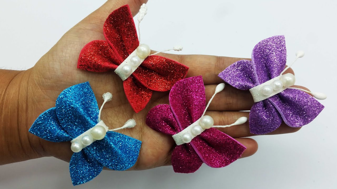 Easy Glitter Paper Butterflies Wall Decor How to make butterfly DIY