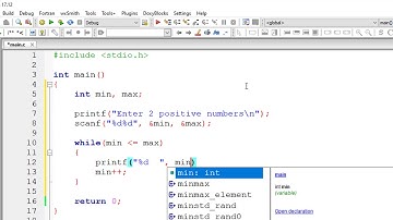 C Program to Print Natural Numbers Between Two Numbers using While loop