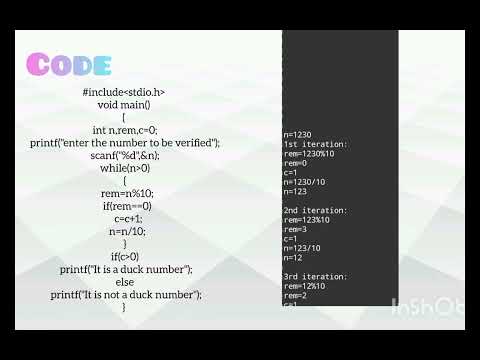 c program to verify whether the given number is duck number or not#learn c#