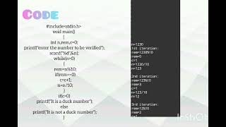 c program to verify whether the given number is duck number or not#learn c#