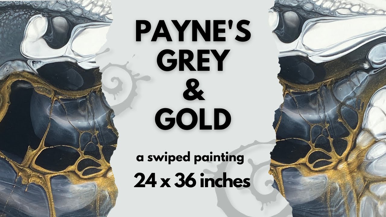 Paynes grey and gold bubblestring, swiped fluid art with the sheleeart bloom recipe