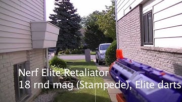 Nerf N-Strike Elite Rampage and Retaliator Firing/Range/Comparison Testing/demo