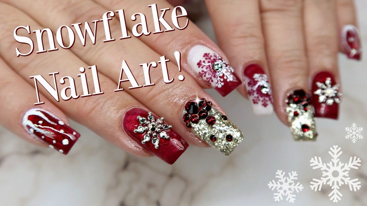 Swarovski Crystal Snowflake Nail Art | Day 2 - YouTube