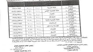 جدول امتحانات الصف الأول الثانوي الترم الاول 2020 جميع المحافظات