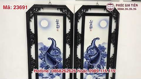 Tranh đắp nổi cá chép trông trăng - đắp nổi - mem tràm - cao 85cm rộng 42cm