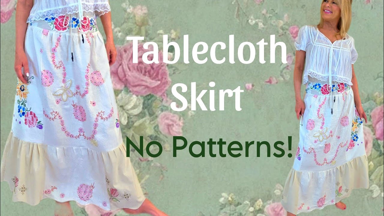 DIY How to Make a Cottage Core Maxi Skirt From Old Embroidered