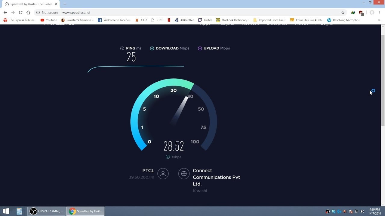 PTCL 25 Mbps VDSL Speedtest with modem stats. WATCH IN HD