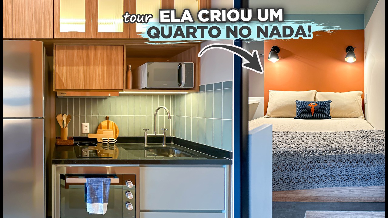 Ela AUMENTOU o APÊ de 25m² para 31m² com um MEZANINO e deixou ele SUPER COLORIDO | Gaby Garciia