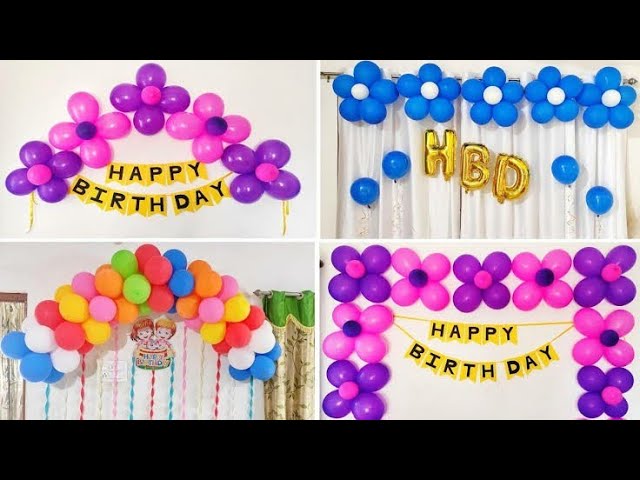 balloon decoration on wall for birthday at home | simple birthday ...