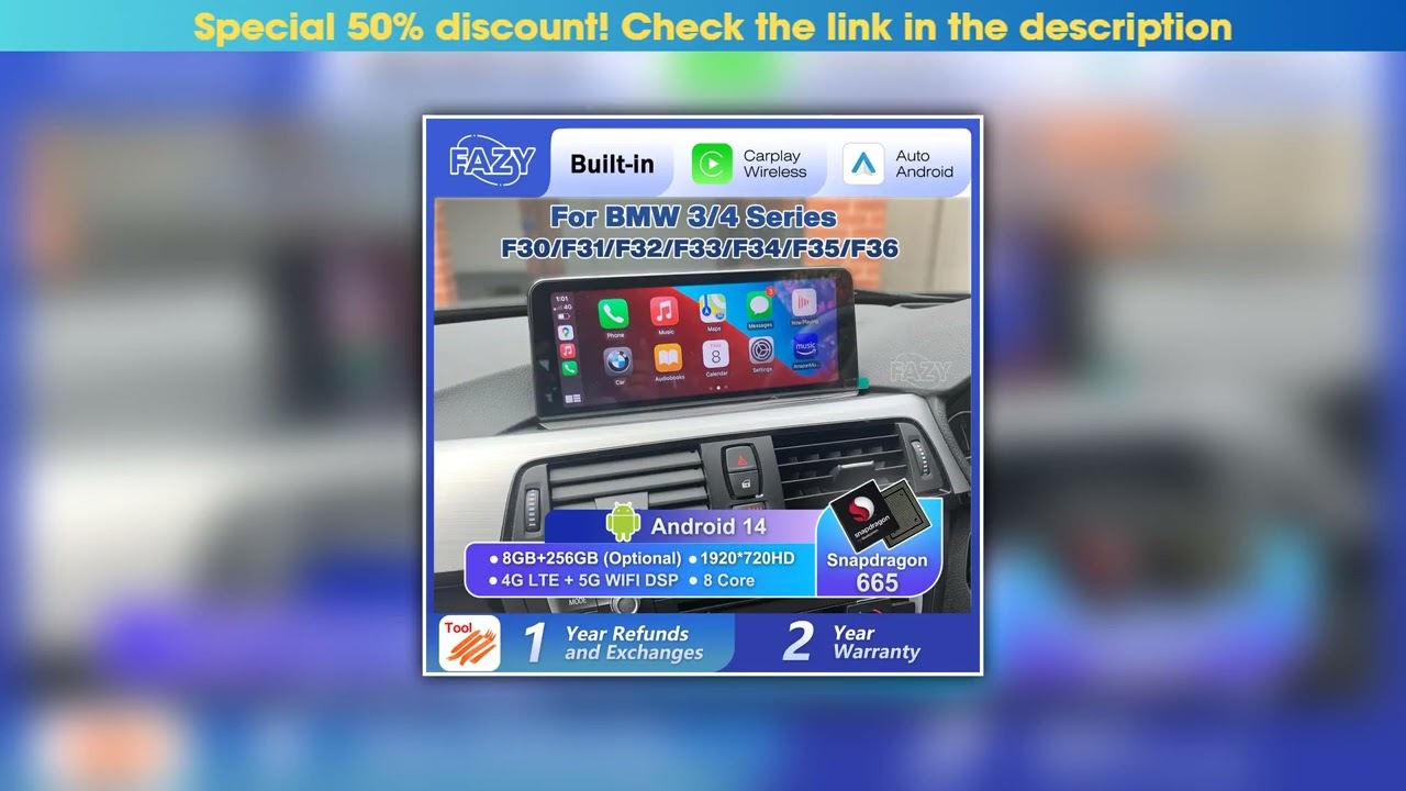 Discount 10.25'' Android 14 Wireless Carplay Auto Radio Touch Screen For BMW 3 4 Series F30 F31 F32