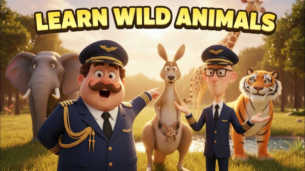 Learn Wild Animals with Mojo & Jojo 🦁🐘🦘 Fun Kids Education! 