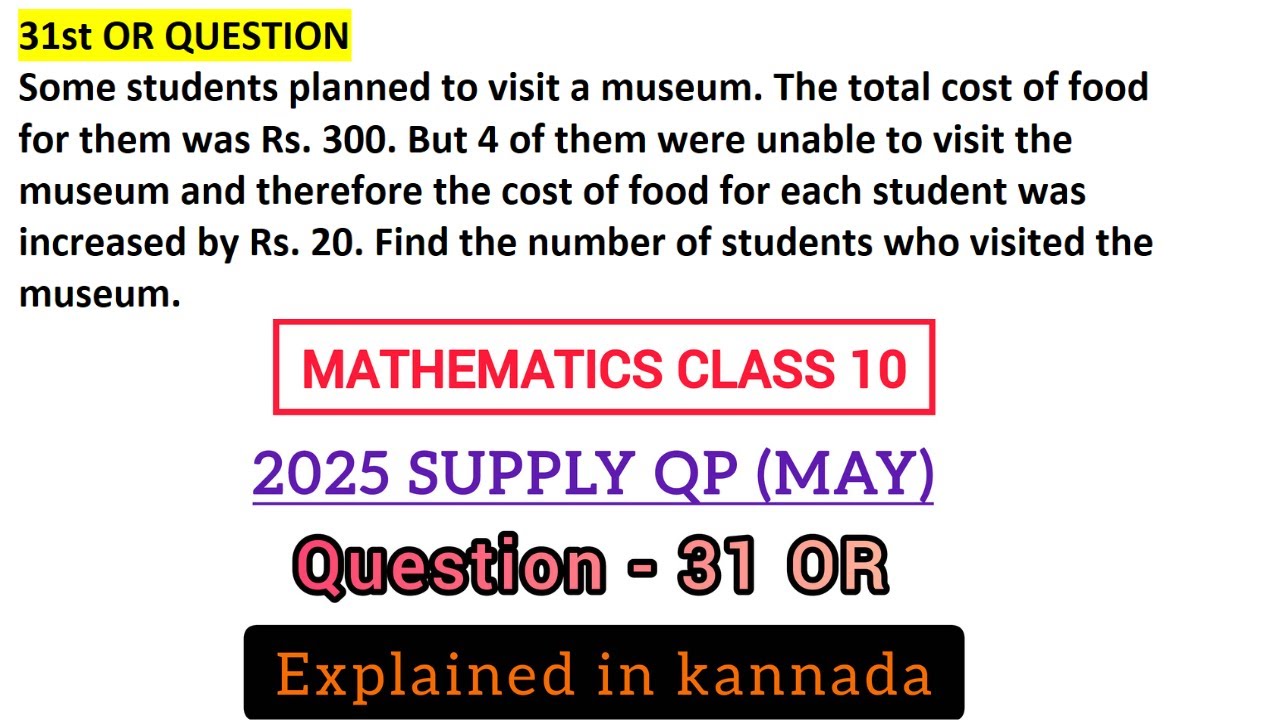 some students planned to visit a museum the total cost of food for them was rs 300 but 4 of them wer
