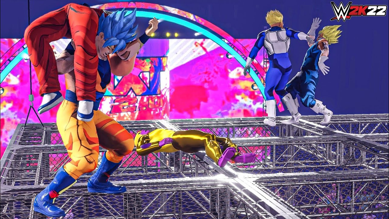 WWE 2K22 - Goku vs Krillin vs frieza vs vegito vs vegeta - Hell In The Cell