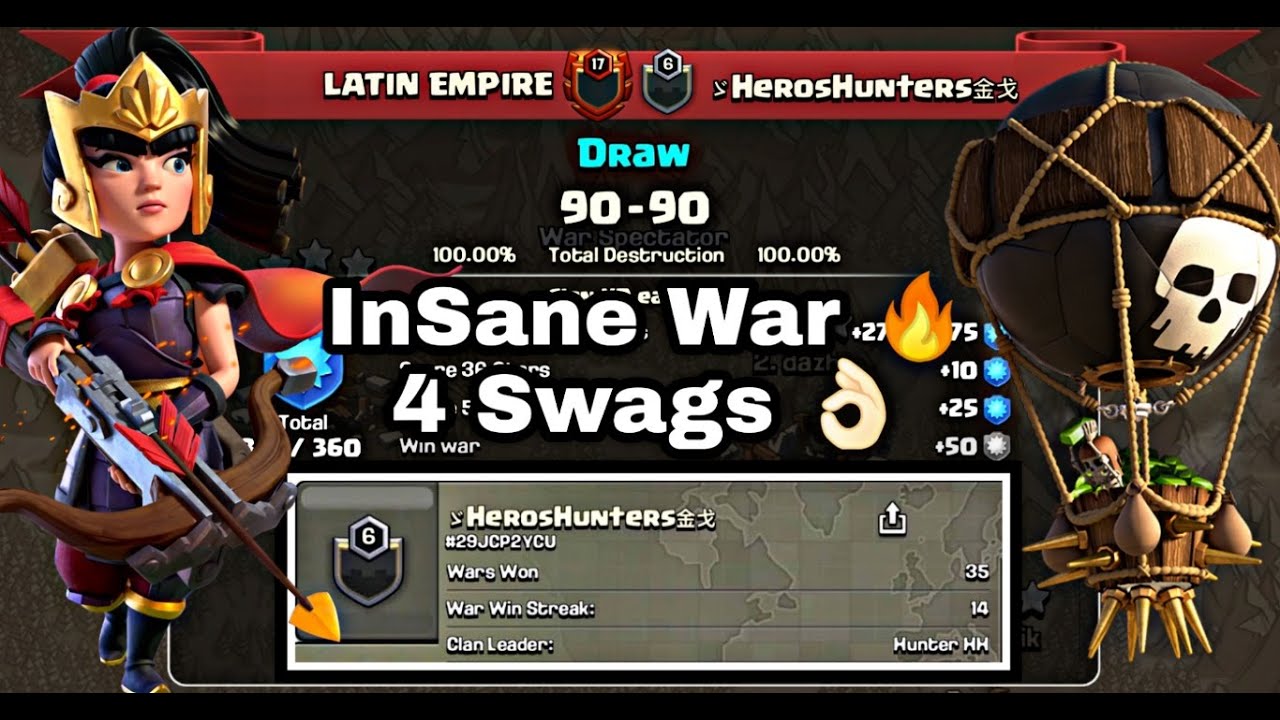 InSane Draw War | Latin Empire Vs HerosHunters | Awesome TH13 SwaG Attacks | Clash of Clans