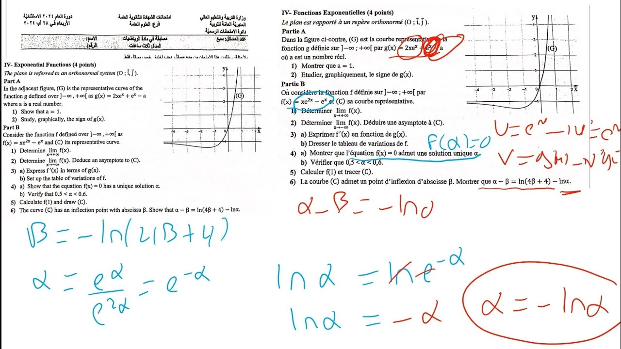 Session SG math 2024 fonction exponentielles