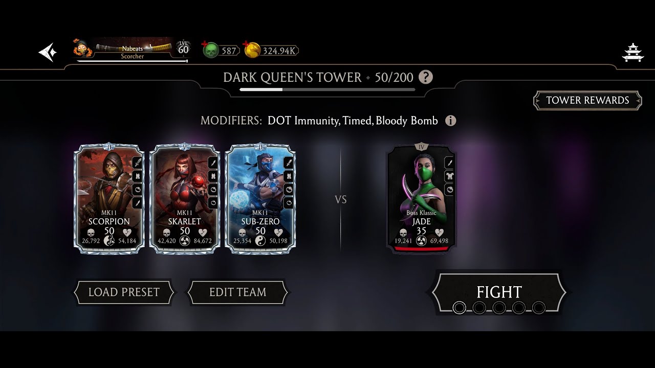 Dark Queen’s Tower Boss Battle 50 Fight + Reward MK Mobile