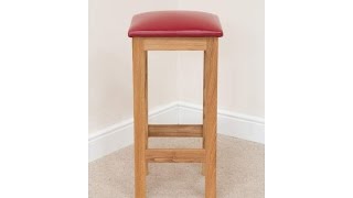 Baltic Red Leather Solid Oak Bar Stool