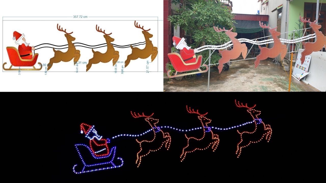 Ông già Noel cưỡi xe Tuần Lộc bằng led full 1903