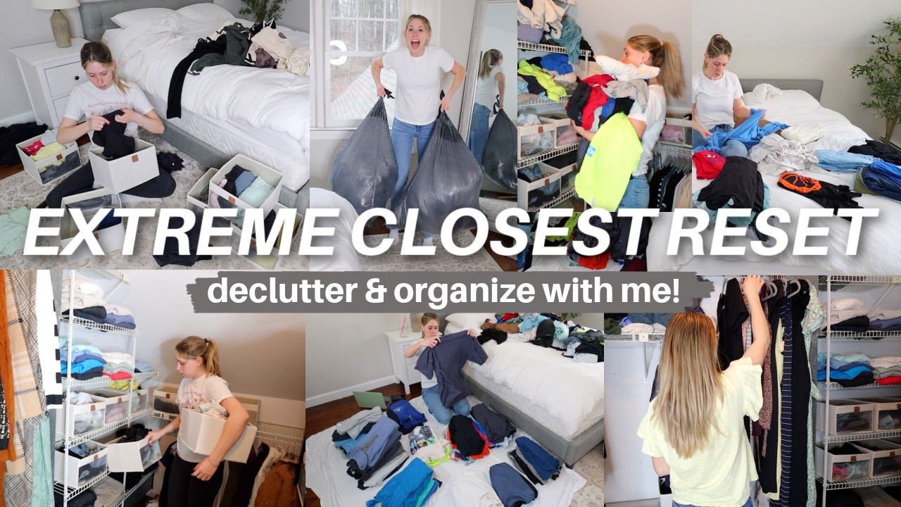 GETTING RID OF EVERYTHING! extreme closet declutter & organize with me! declutter motivation!