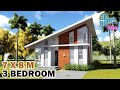 House Design , 7x8 meters with 3 Bedroom and Office area, Pinoy House with Loft