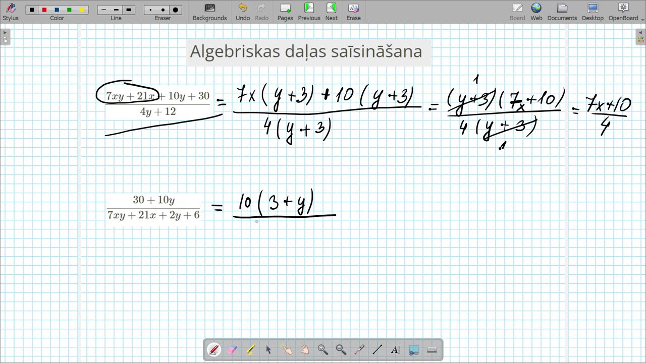 Algebriskas daļas saīsināšana. Grupēšana. (grūts grūtības līmenis)
