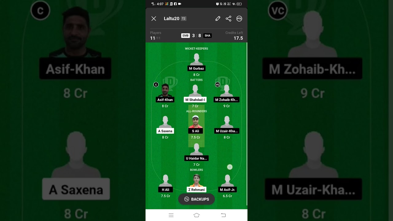 EMB VS SHA DREAM 11 TEAM PREDICTION 