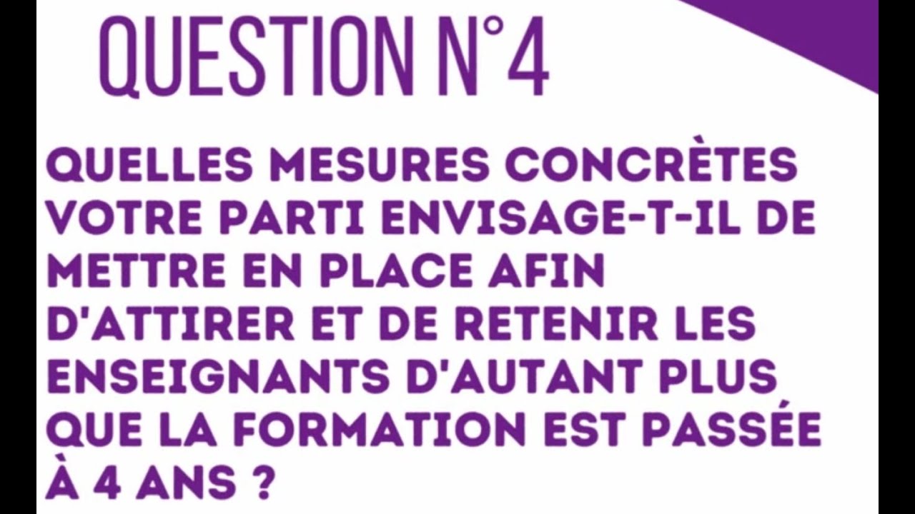 5 questions pour les 6 partis - Question 4 - YouTube