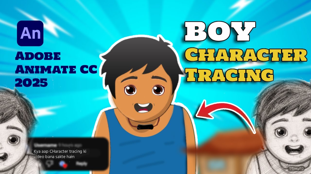 Adobe Animate 2025 : Cartoon Character Tracing कैसे बनाएं (Hindi Tutorial )