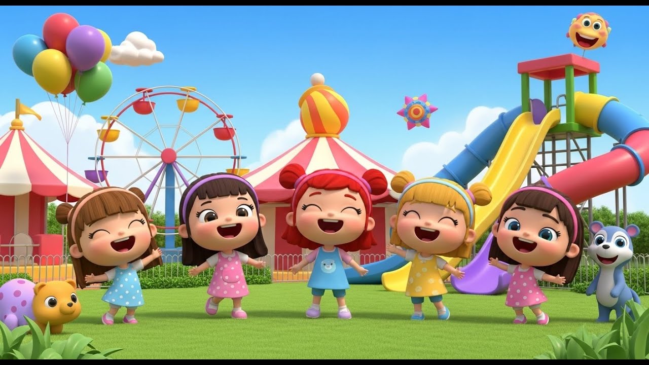 Five Little Girls Go to Funland | Fun Nursery Rhyme for Kids | Sing, Dance & Play Along
