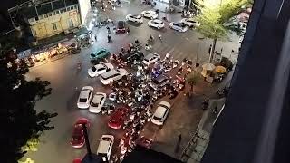 Hanoi Vietnam Hotel Frühstück In Der 9Ten Etage Mit Blick Auf Krasse Kreuzung