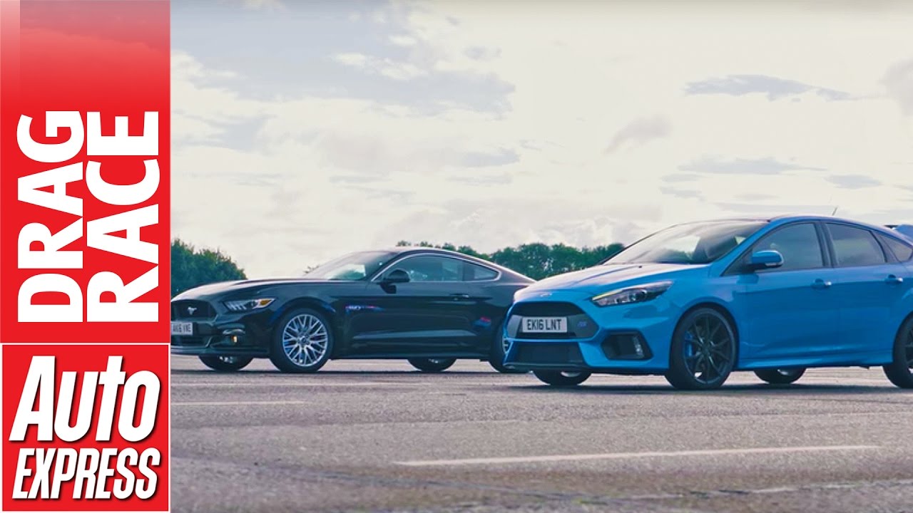 Ford Focus Rs Vs Ford Mustang Drag Race Hot Hatch Upstart Takes On Muscle Car Icon Youtube