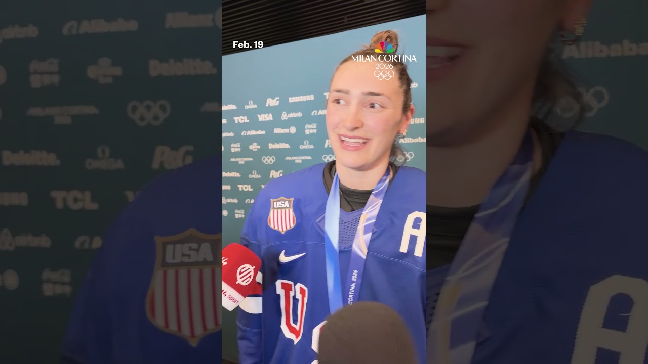 Team USA women’s hockey players celebrate gold medal win