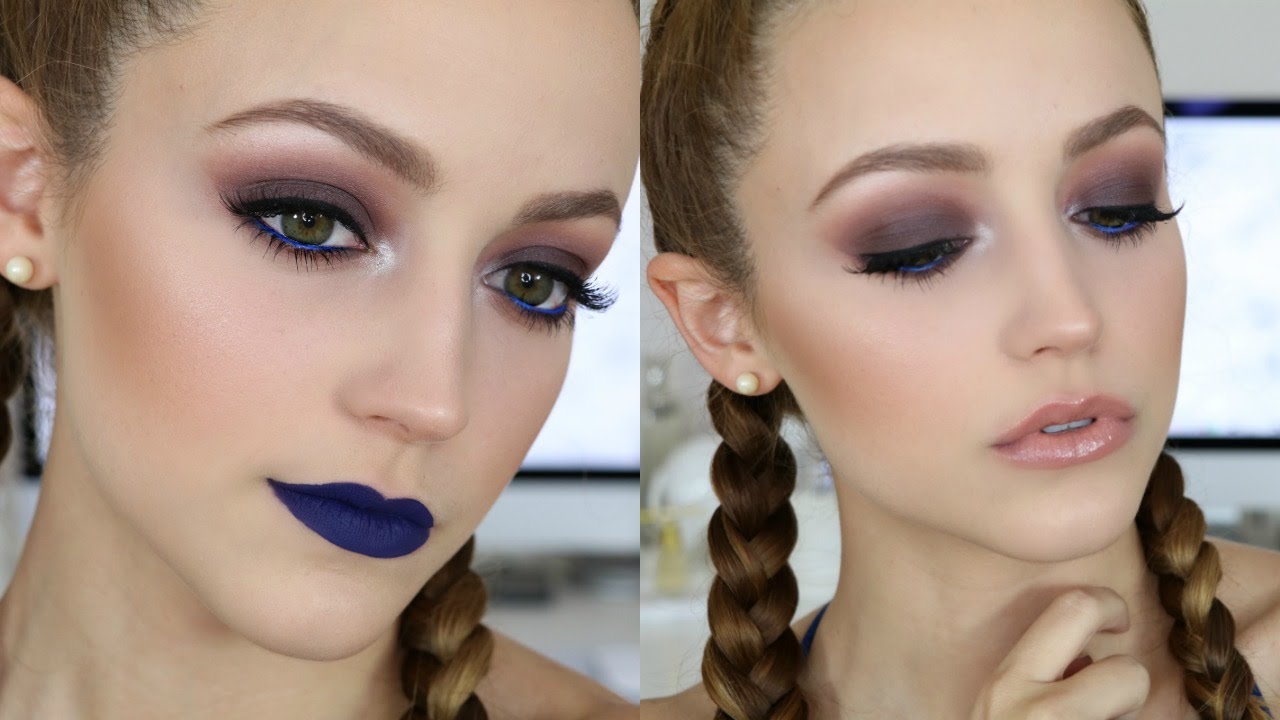 Pop Of BLUE Makeup Tutorial 2 Lip Options YouTube
