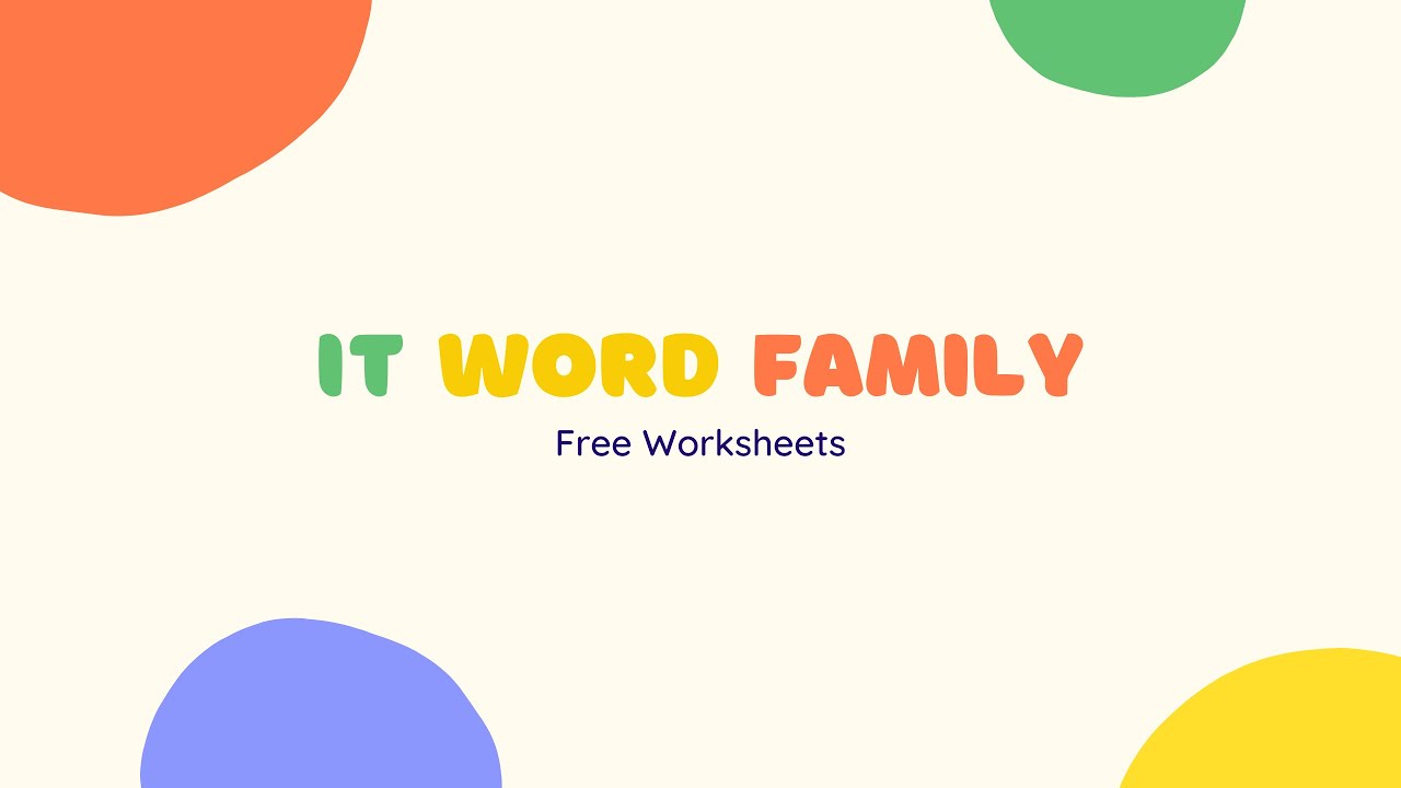 FREE - IT WORD FAMILY CVC BLEND WORKSHEET WORDS FAMILIES READING ...