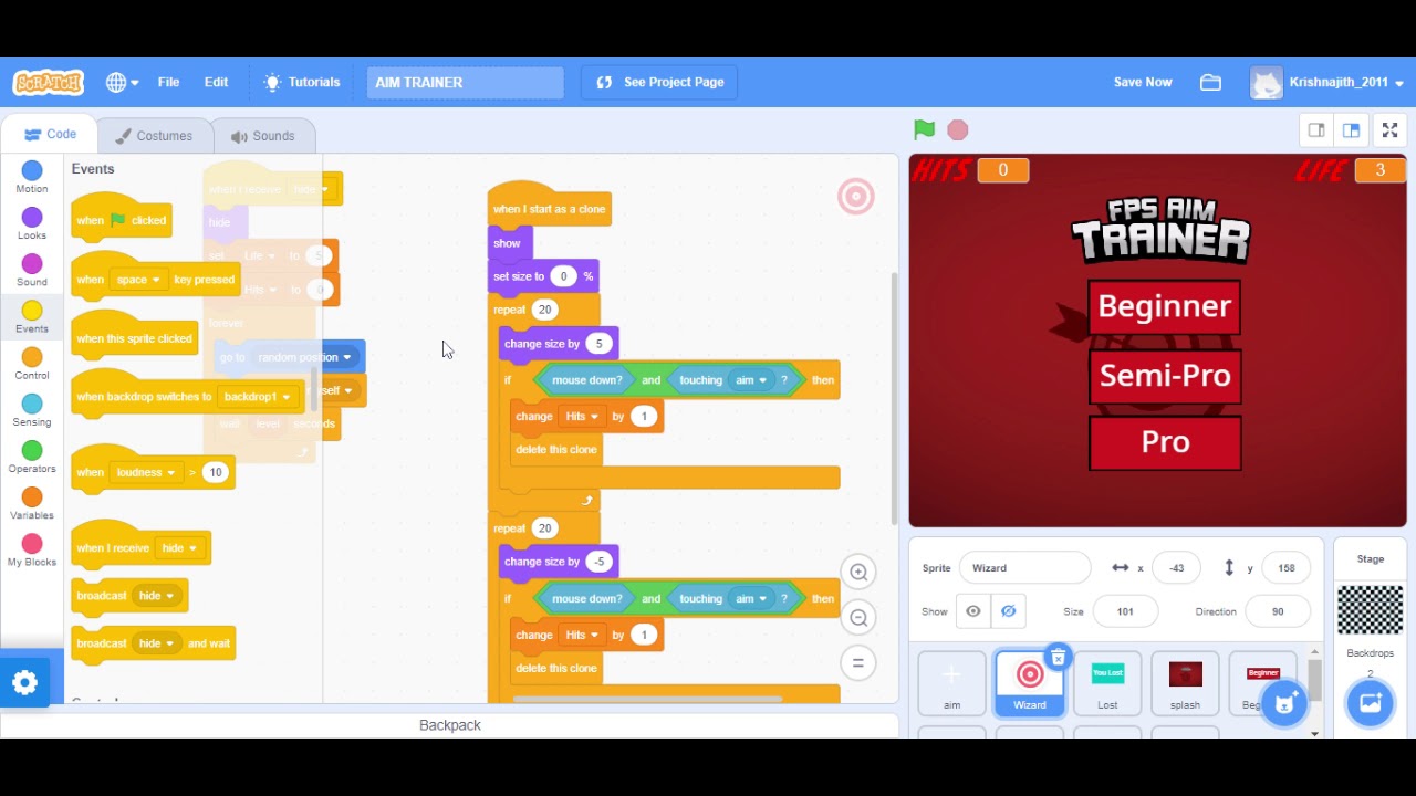 How To Make Fps Aim Trainer Game In Scratch Scratch Tutorial Youtube