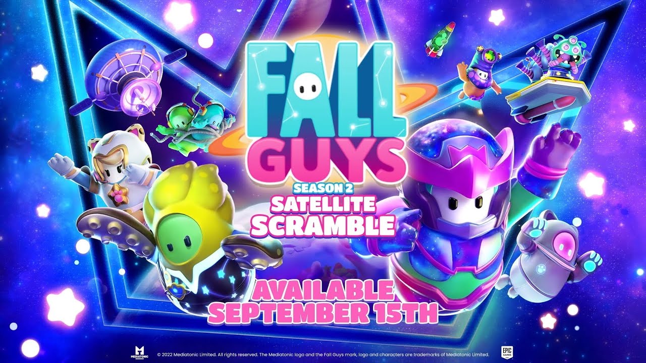 FALLGUYS SEASON 2 SATELLITE SCRAMBLE CINEMATIC TRAILER DATE 9-15-2022