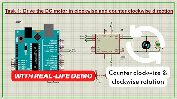 Proteus 8 | Motor clockwise and counterclockwise | Assembly AVR | Arduino UNO | Real life Demo