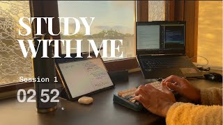 1HOUR STUDY WITH ME ☀ / calm + Frieren voiceover / early morning Sunrise / Pomodoro 255