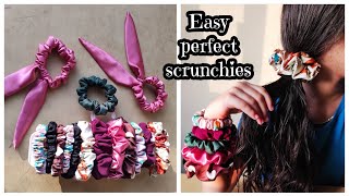മുടി കെട്ടാൻ scrunchies ഉണ്ടാക്കാം/how to make easy perfect scrunchy/malayalam art and craft videos