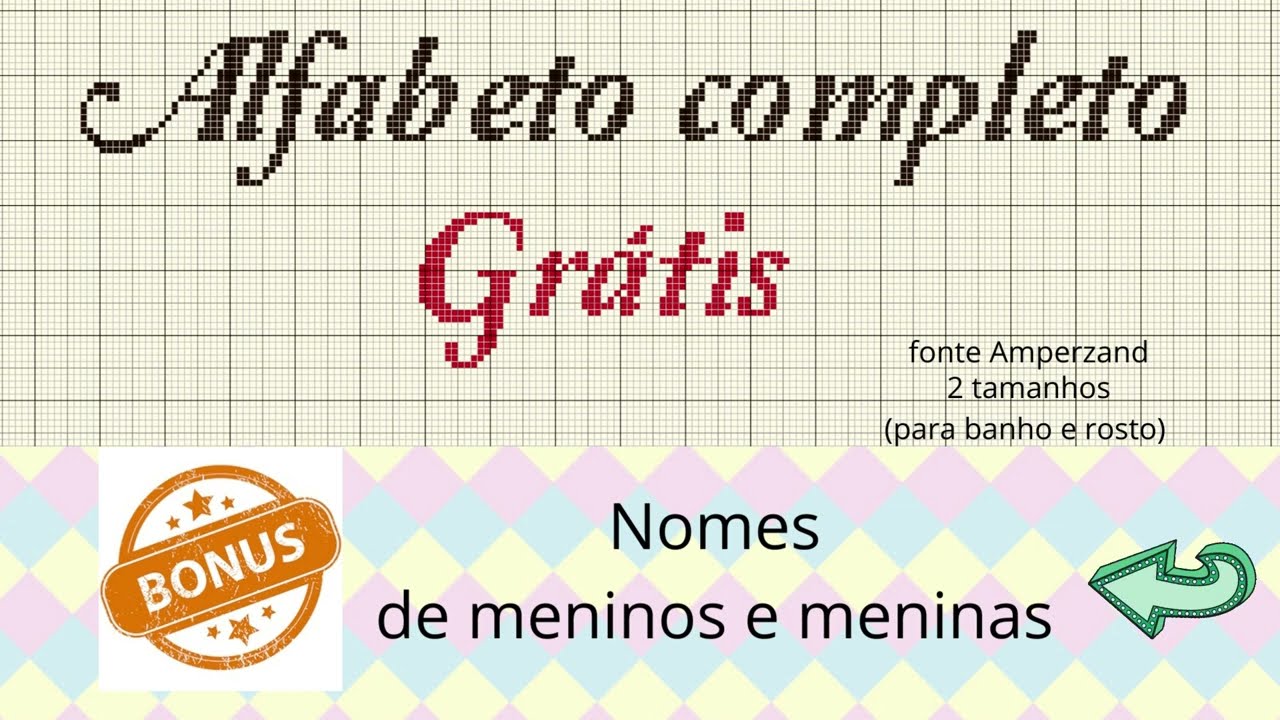 LETRAS em PONTO CRUZ - alfabeto completo para bordar fonte amperzand em dois tamanhos