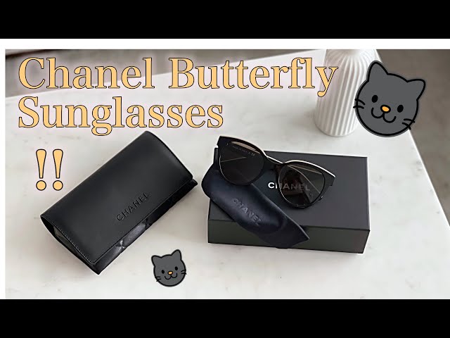 CHANEL Acetate CC Butterfly Sunglasses 5414 Black Beige 692283
