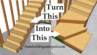 How To Convert Bottom of Straight Stairway To Three Step Winder  Easy Home Remodeling Tutorial