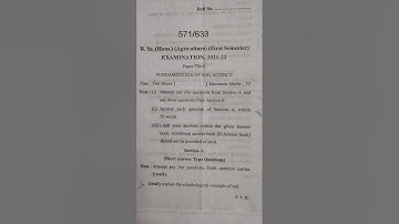 Question Paper of Fundamentals of soil science || B.Sc(Hons) Agriculture 1st semester