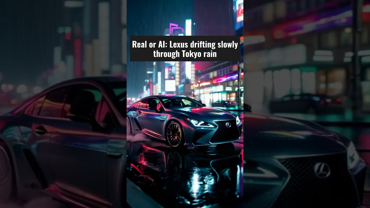 Real or AI: Lexus drifting slowly through Tokyo rain